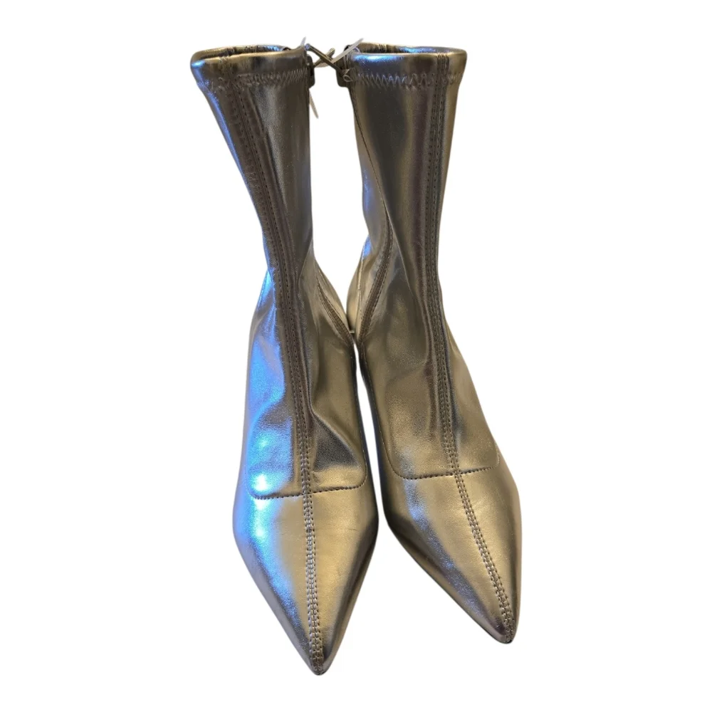 Abound Silver Pointed Toe Ankle Booties